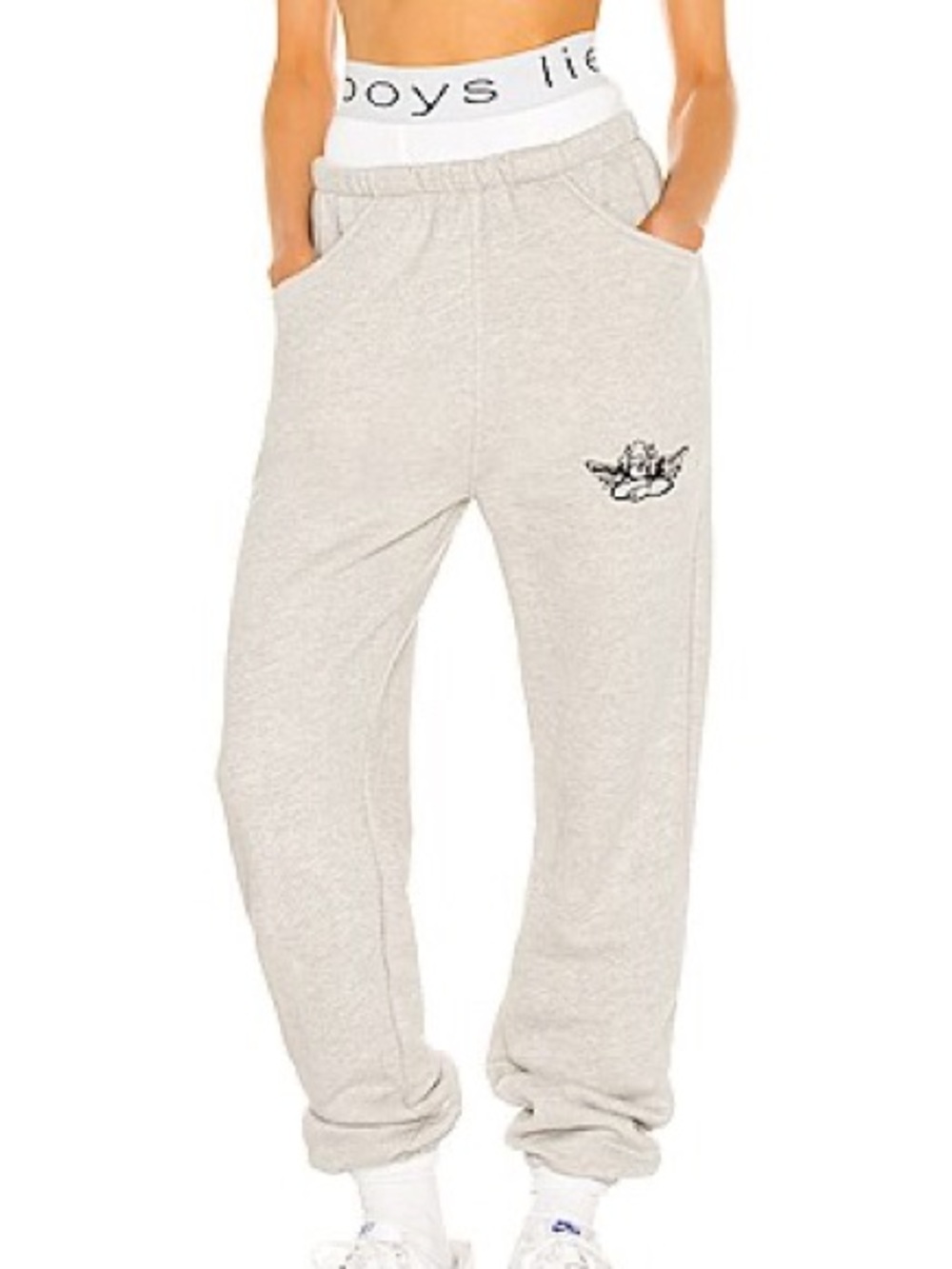 Boys Lie Light Cream Joggers with Angel Graphic